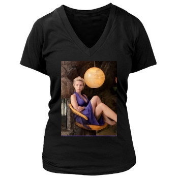 Scarlett Johansson Women's Deep V-Neck TShirt