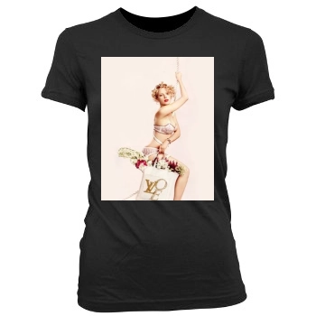 Scarlett Johansson Women's Junior Cut Crewneck T-Shirt