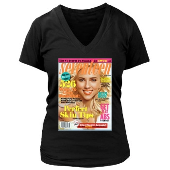 Scarlett Johansson Women's Deep V-Neck TShirt