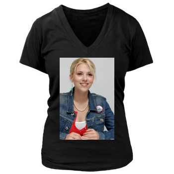 Scarlett Johansson Women's Deep V-Neck TShirt