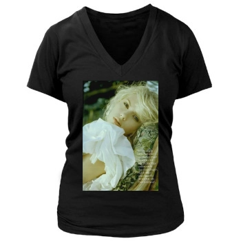 Scarlett Johansson Women's Deep V-Neck TShirt