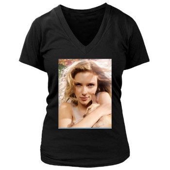 Scarlett Johansson Women's Deep V-Neck TShirt