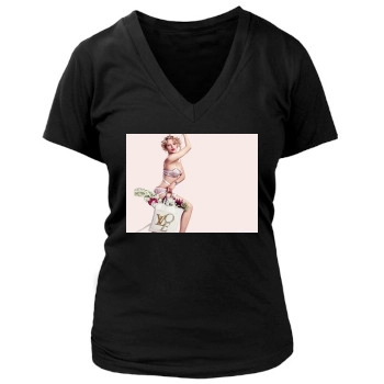 Scarlett Johansson Women's Deep V-Neck TShirt