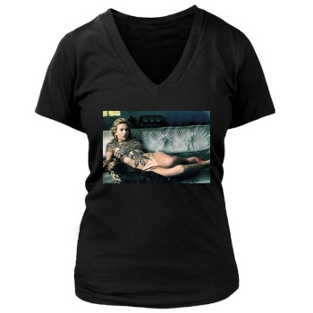 Scarlett Johansson Women's Deep V-Neck TShirt