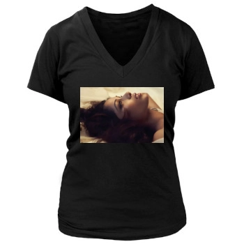 Freida Pinto Women's Deep V-Neck TShirt