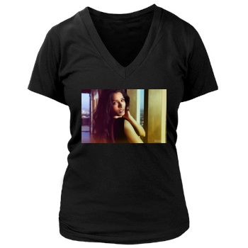 Freida Pinto Women's Deep V-Neck TShirt