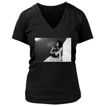 Freida Pinto Women's Deep V-Neck TShirt