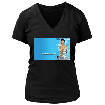 Halle Berry Women's Deep V-Neck TShirt