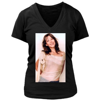 Sophie Marceau Women's Deep V-Neck TShirt