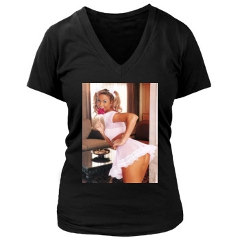 Stacy Keibler Women's Deep V-Neck TShirt