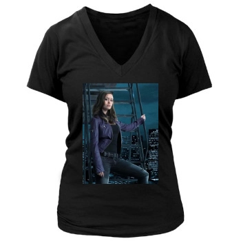 Summer Glau Women's Deep V-Neck TShirt