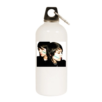 Tegan and Sara White Water Bottle With Carabiner