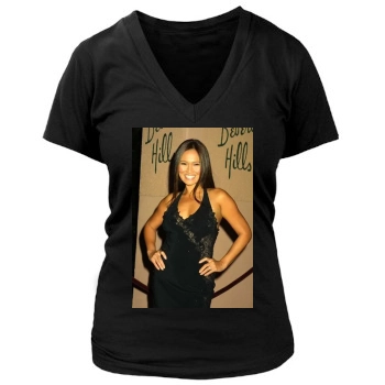 Tia Carrere Women's Deep V-Neck TShirt