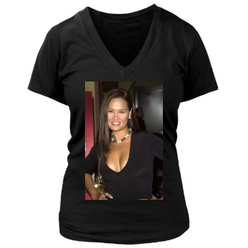 Tia Carrere Women's Deep V-Neck TShirt