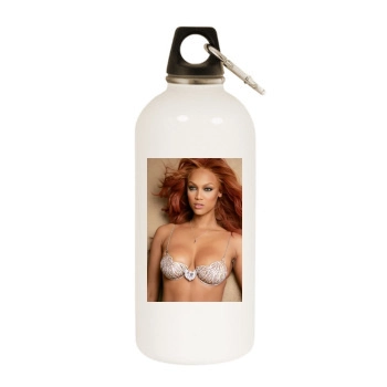 Tyra Banks White Water Bottle With Carabiner