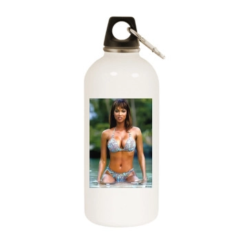 Tyra Banks White Water Bottle With Carabiner