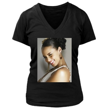 Alicia Keys Women's Deep V-Neck TShirt