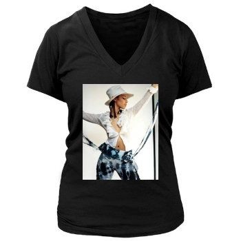 Alicia Keys Women's Deep V-Neck TShirt