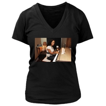 Alicia Keys Women's Deep V-Neck TShirt