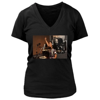 Alicia Keys Women's Deep V-Neck TShirt