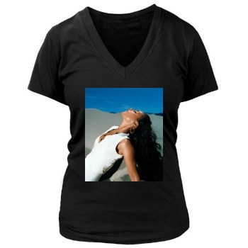 Alicia Keys Women's Deep V-Neck TShirt