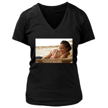 Alicia Keys Women's Deep V-Neck TShirt