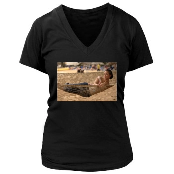 Alicia Keys Women's Deep V-Neck TShirt