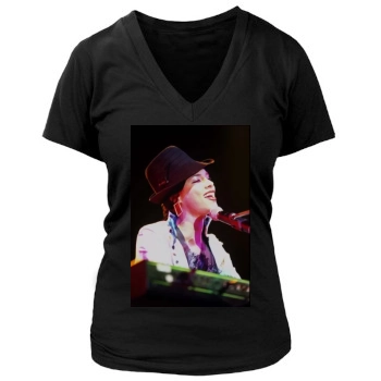 Alicia Keys Women's Deep V-Neck TShirt