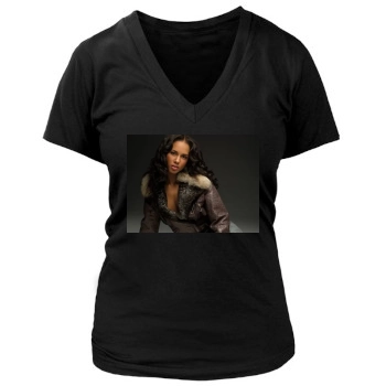 Alicia Keys Women's Deep V-Neck TShirt