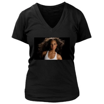 Alicia Keys Women's Deep V-Neck TShirt