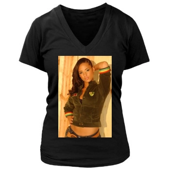 Alicia Keys Women's Deep V-Neck TShirt