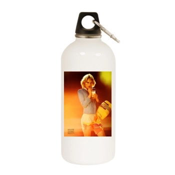 Amber Valletta White Water Bottle With Carabiner