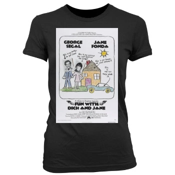 Fun with Dick and Jane (1977) Women's Junior Cut Crewneck T-Shirt