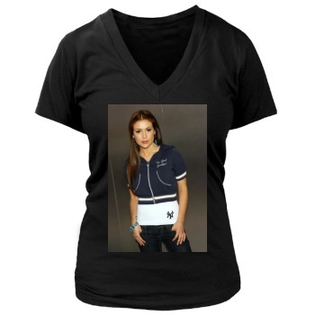 Alyssa Milano Women's Deep V-Neck TShirt