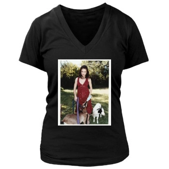 Alyssa Milano Women's Deep V-Neck TShirt