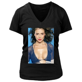 Alyssa Milano Women's Deep V-Neck TShirt