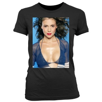 Alyssa Milano Women's Junior Cut Crewneck T-Shirt