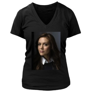 Alyssa Milano Women's Deep V-Neck TShirt