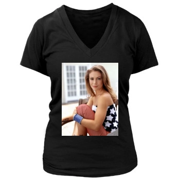 Alyssa Milano Women's Deep V-Neck TShirt