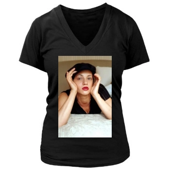 Asia Argento Women's Deep V-Neck TShirt