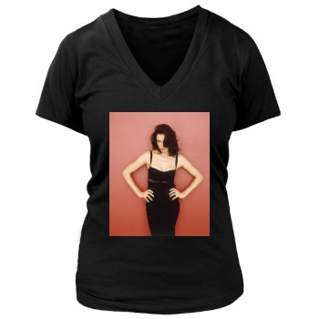 Famke Janssen Women's Deep V-Neck TShirt