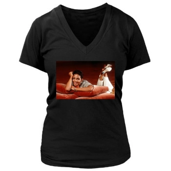 Halle Berry Women's Deep V-Neck TShirt