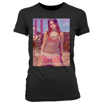 Selena Gomez Women's Junior Cut Crewneck T-Shirt