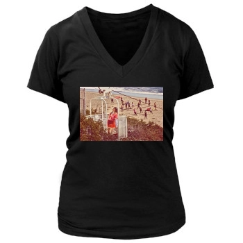 Selena Gomez Women's Deep V-Neck TShirt