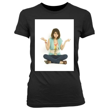 Selena Gomez Women's Junior Cut Crewneck T-Shirt