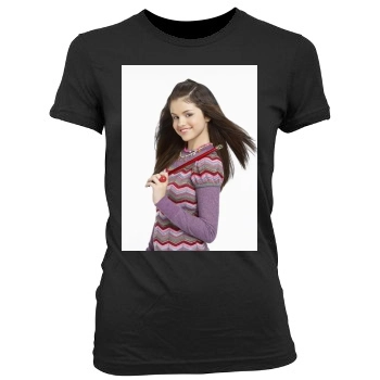 Selena Gomez Women's Junior Cut Crewneck T-Shirt