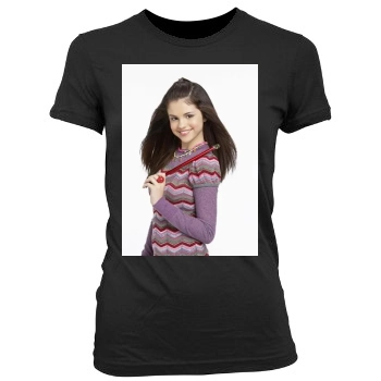 Selena Gomez Women's Junior Cut Crewneck T-Shirt