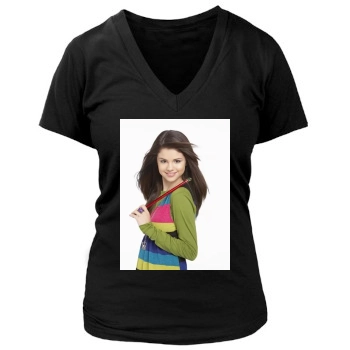 Selena Gomez Women's Deep V-Neck TShirt