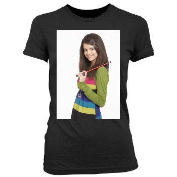 Selena Gomez Women's Junior Cut Crewneck T-Shirt