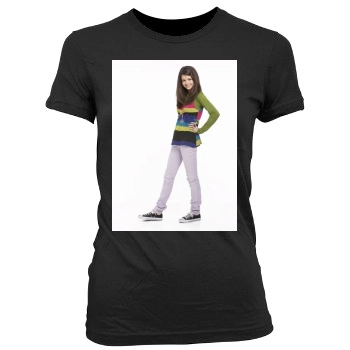 Selena Gomez Women's Junior Cut Crewneck T-Shirt